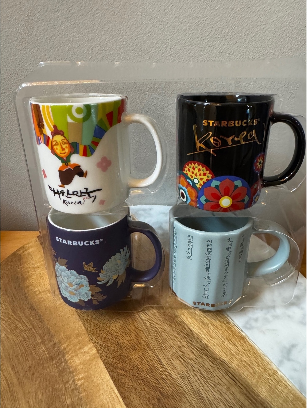 Starbucks Korea 4 Pc Demi Espresso Mug Set Collector Gift Box Seoul Ceramic Cups